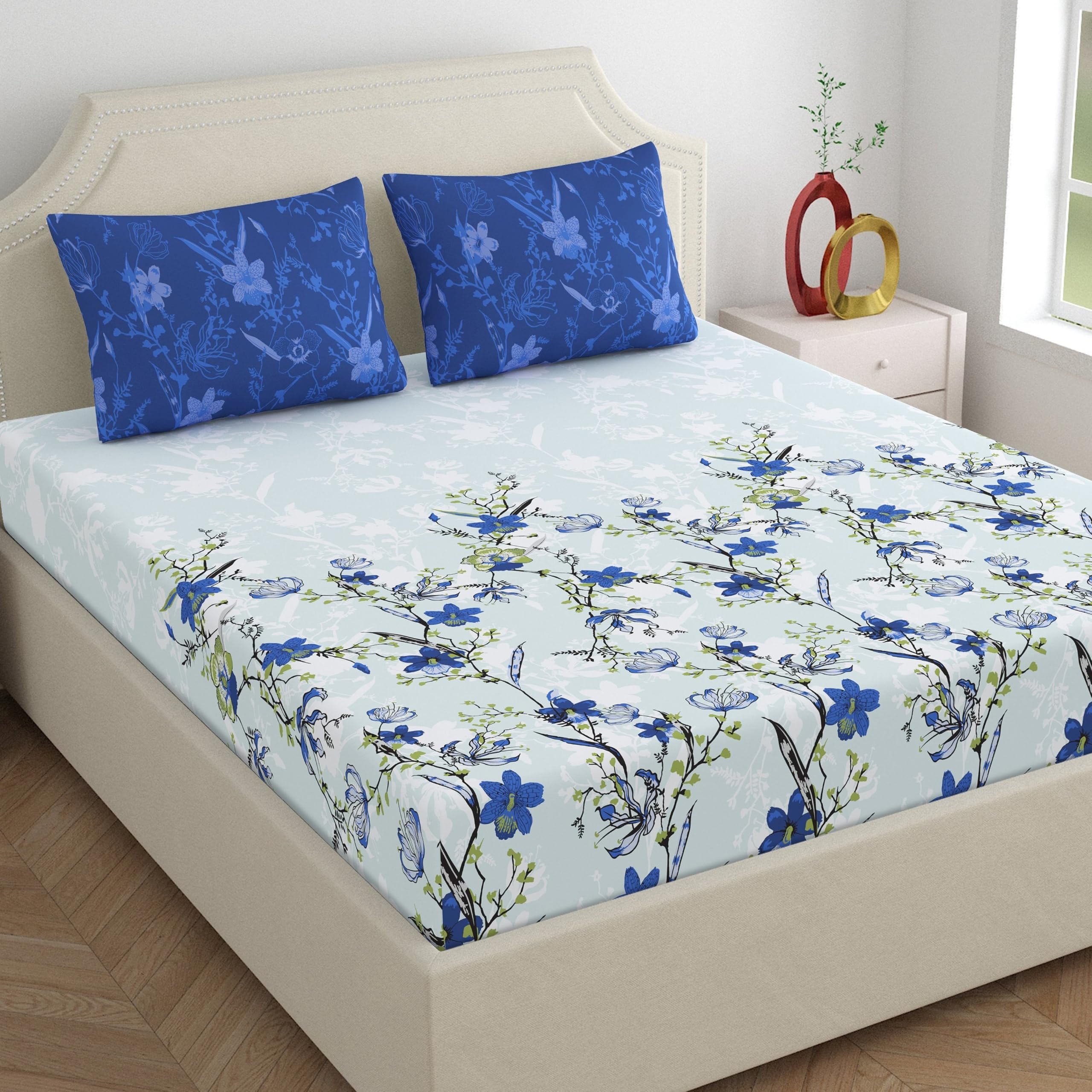 Dreamscape King Cotton Bedsheet Set - Blue -8