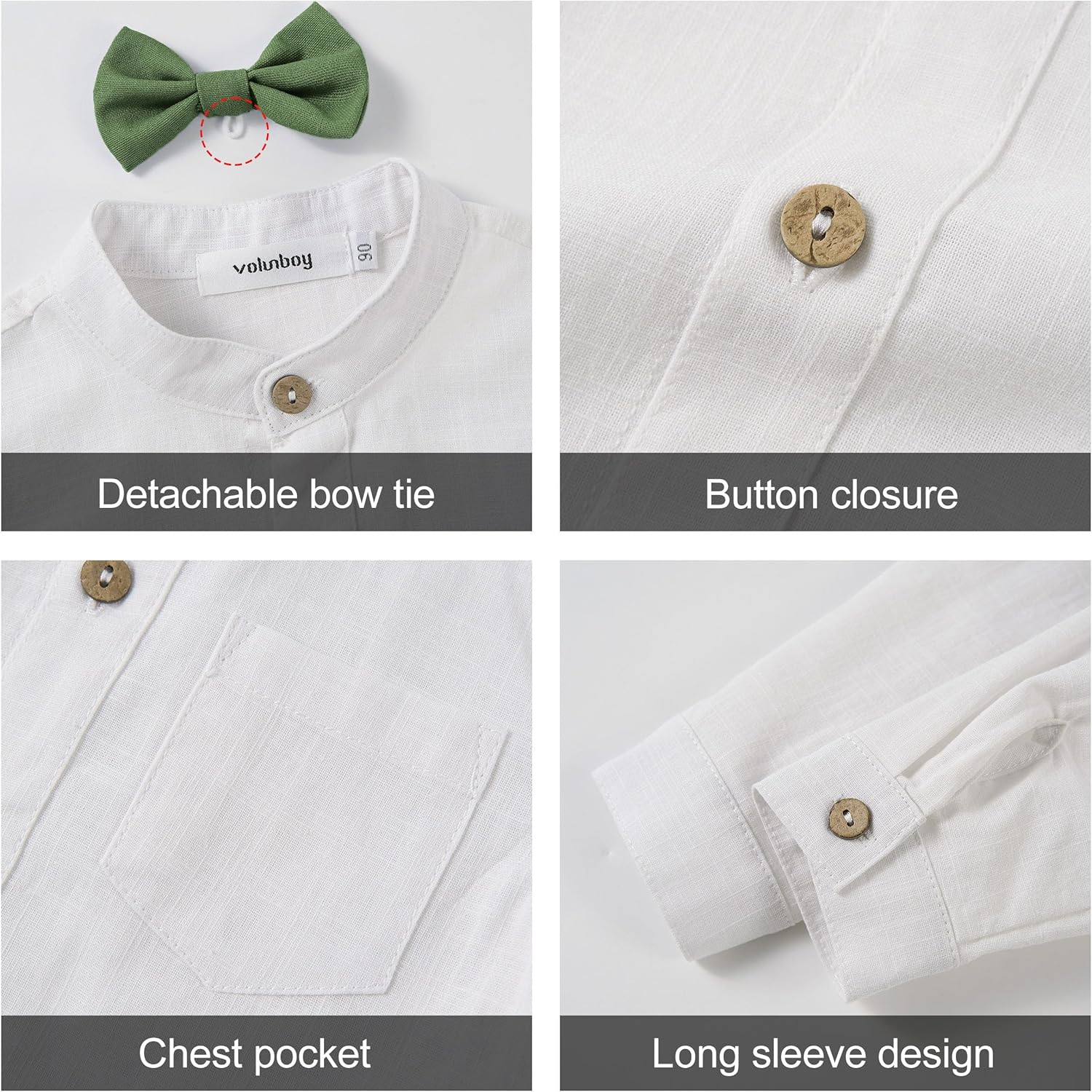Volunboy Baby Boys Cotton Linen Formal Suspenders Outfits with Bowtie Toddler Long Sleeve Gentleman Wedding Dress Clothes - Image 7