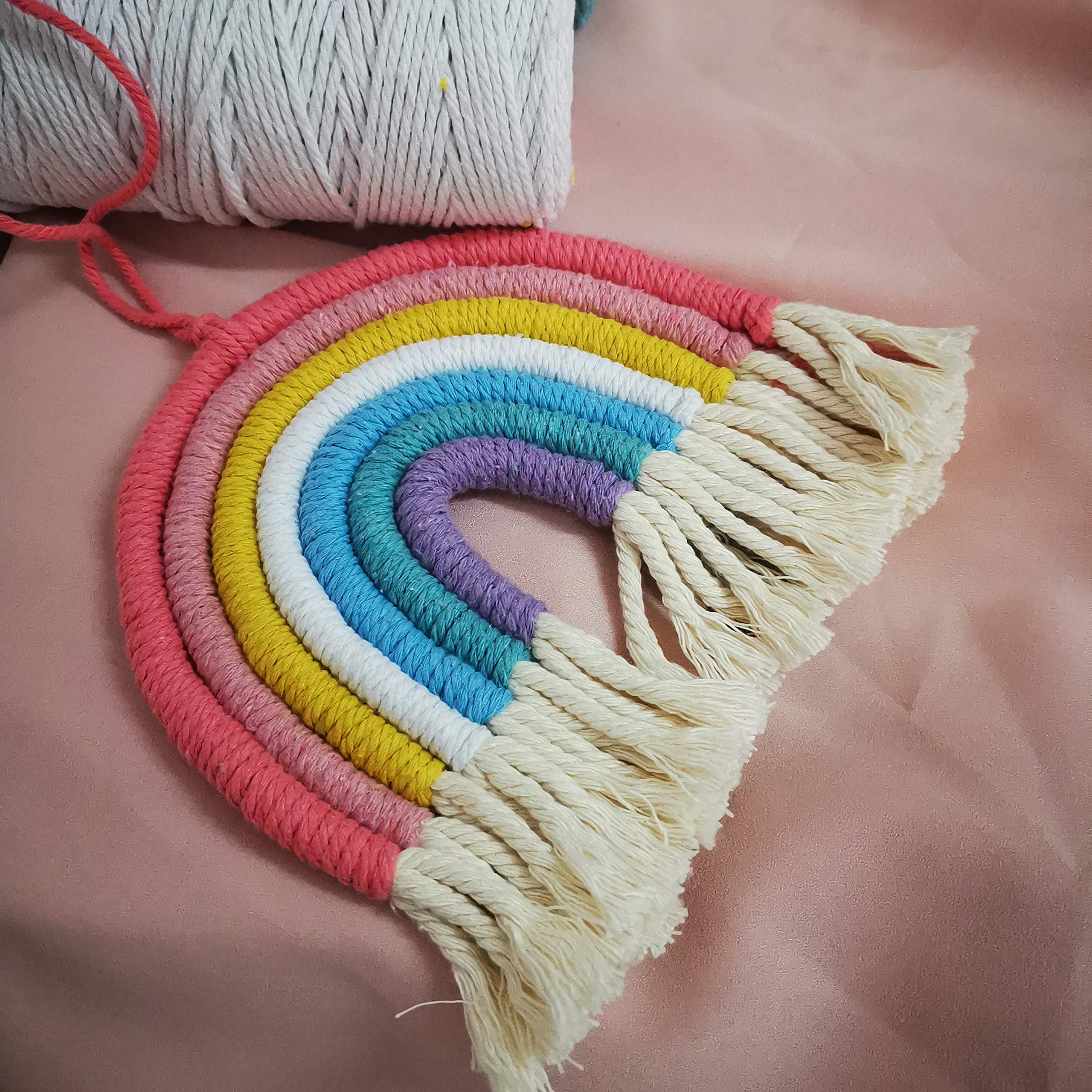 Depesche Ylvi 12134-Juego de macramé para Hacer un Arco Iris Decorativo, Incluye Hilo, Aguja, Perlas de Madera e Instrucciones (Idioma español no