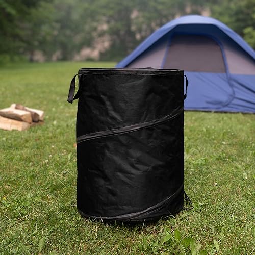 Miniatura 37 de Wakeman Outdoors, bote de basura plegable con tapa de apertura rápida y cierre (33 galones). Ideal para reciclaje, campamentos y más. Color verde