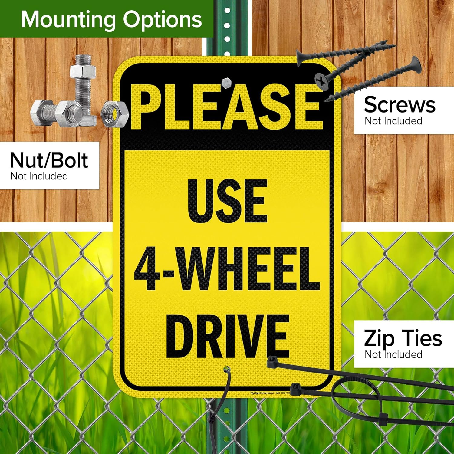Please Use 4 Wheel Drive Sign, 12x18 Inches, 3M EGP Reflective .063 Aluminum, Fade Resistant, Made in USA by My Sign Center