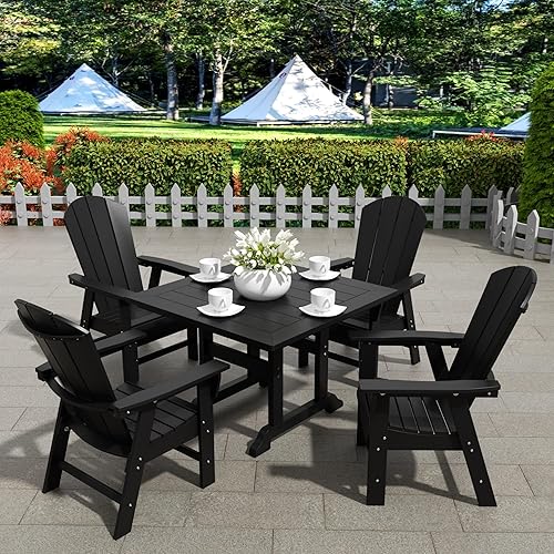 Miniatura 32 de WestinTrends Malibu - Juego de comedor Adirondack de 7 piezas para exteriores, juego de muebles de mesa y sillas de madera de polietileno para todo