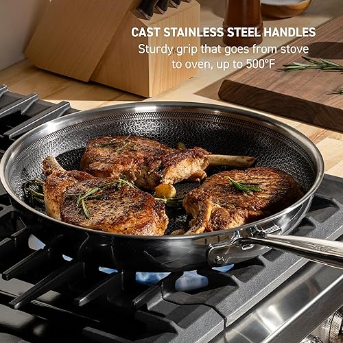 Miniatura 5 de T-fal HybridMesh - Sartén de acero inoxidable de tres capas de 8 pulgadas, apta para horno de inducción 500 F, apta para utensilios de metal, ideal