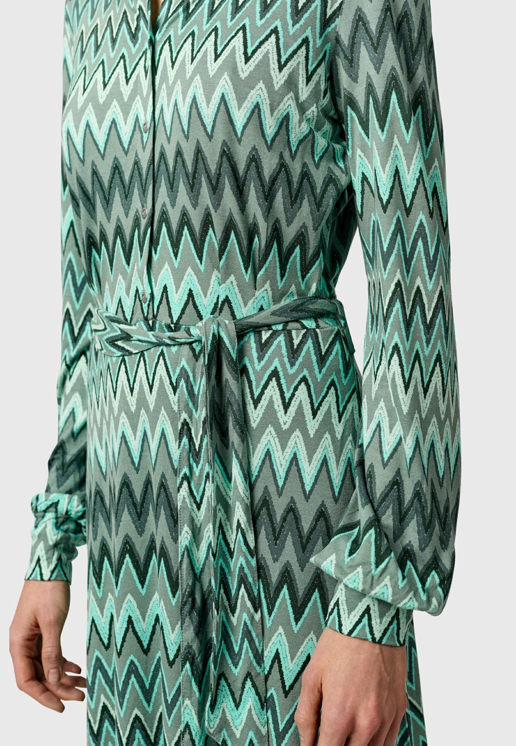 Ragwear Damska sukienka z długim rękawem, elegancka sukienka z dżerseju, sukienka bluzkowa z paskiem w talii i wyrafinowanym nadrukiem, XS-XXL