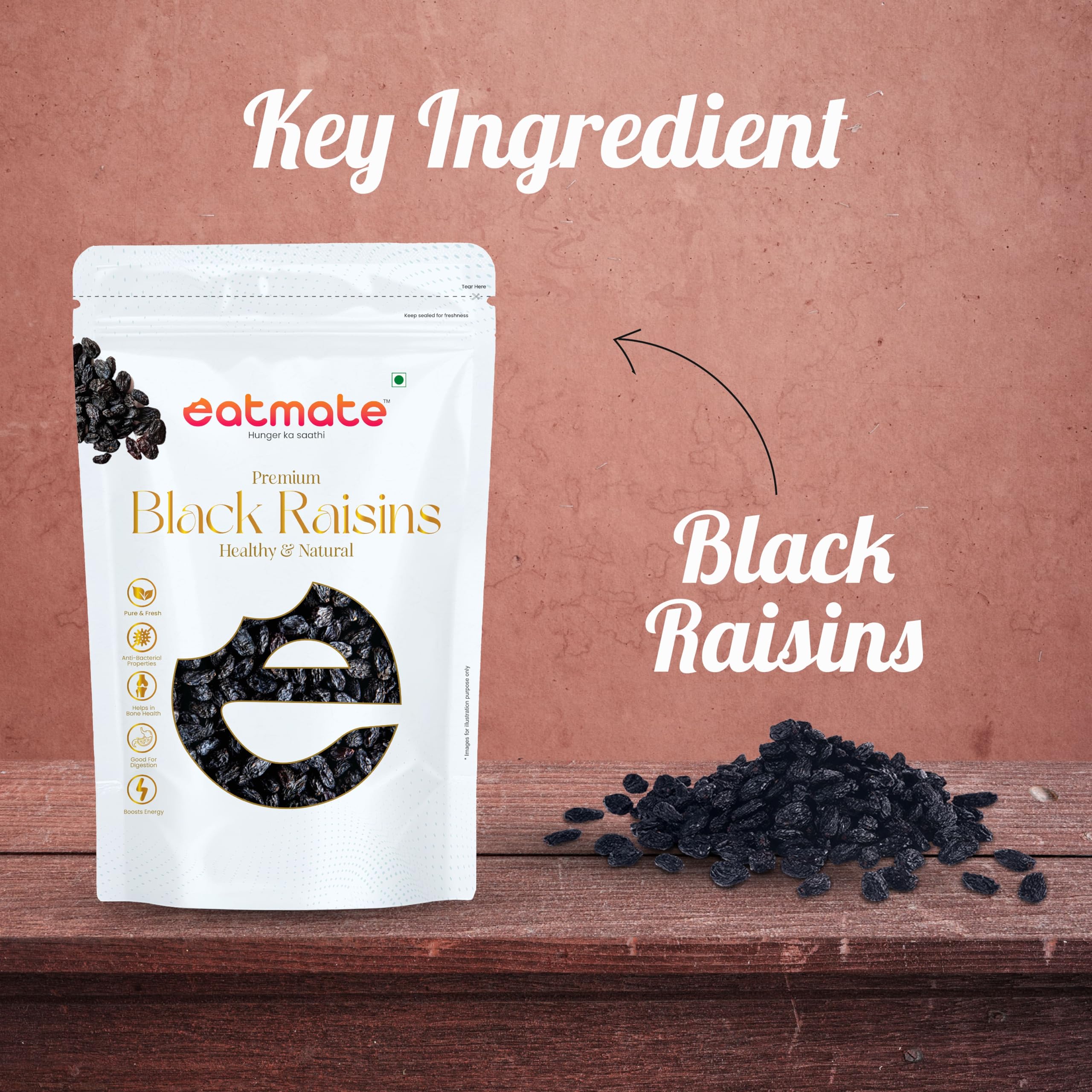 Eatmate Premium Black Raisins Seedless 250g | Naturally Sweet Kishmish | Soft & Flavorful Dried Grapes | Perfect for Snacking, Baking, Desserts & Traditional Recipes 3