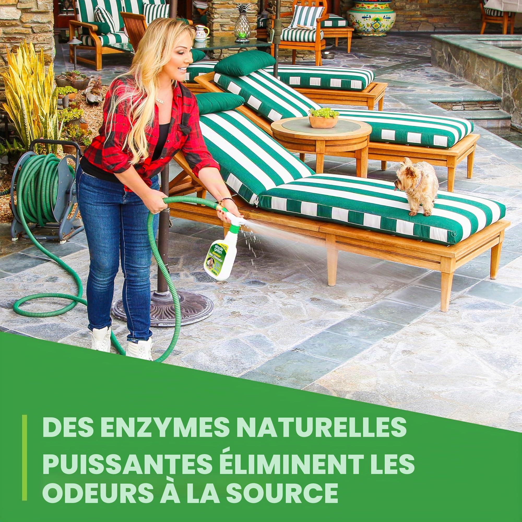 Simple Green – Éliminateur d'odeurs d'extérieur pour animaux domestiques, chiens, idéal pour gazon artificiel et terrasse (pulvérisateur de 910 ml et recharge de 4,5 L)