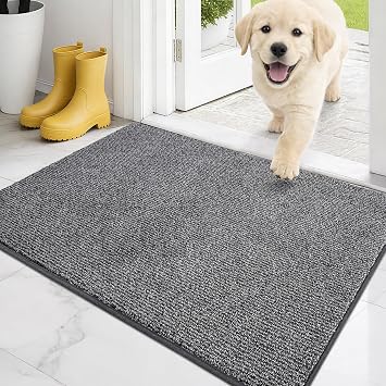 PURRUGS Dirt Trapping Indoor Door Mat, 20" x 31.5", Heathered Grey