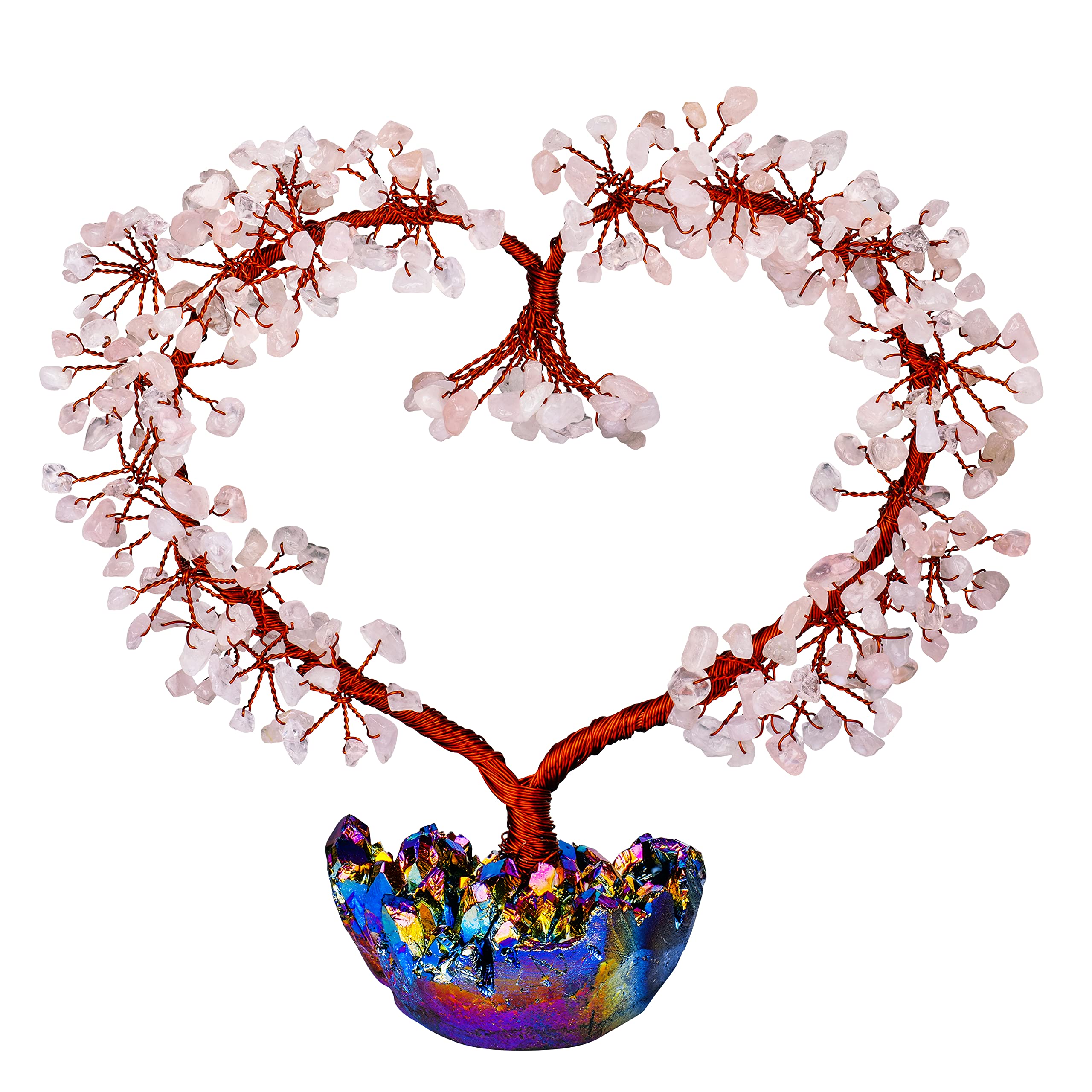 Rose Quartz- Gemstone, Feng Shui Decor, Healing Crystal, Love Crystal, Chakra Tree of Life - Rose Quartz Heart, Stone Tree