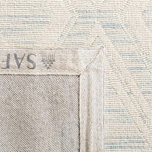 Miniatura 5 de SAFAVIEH Marbella Collection - Alfombra decorativa de 3 x 5 pies, color azul claro y marfil, lana hecha a mano, ideal para zonas de alto tráfico en