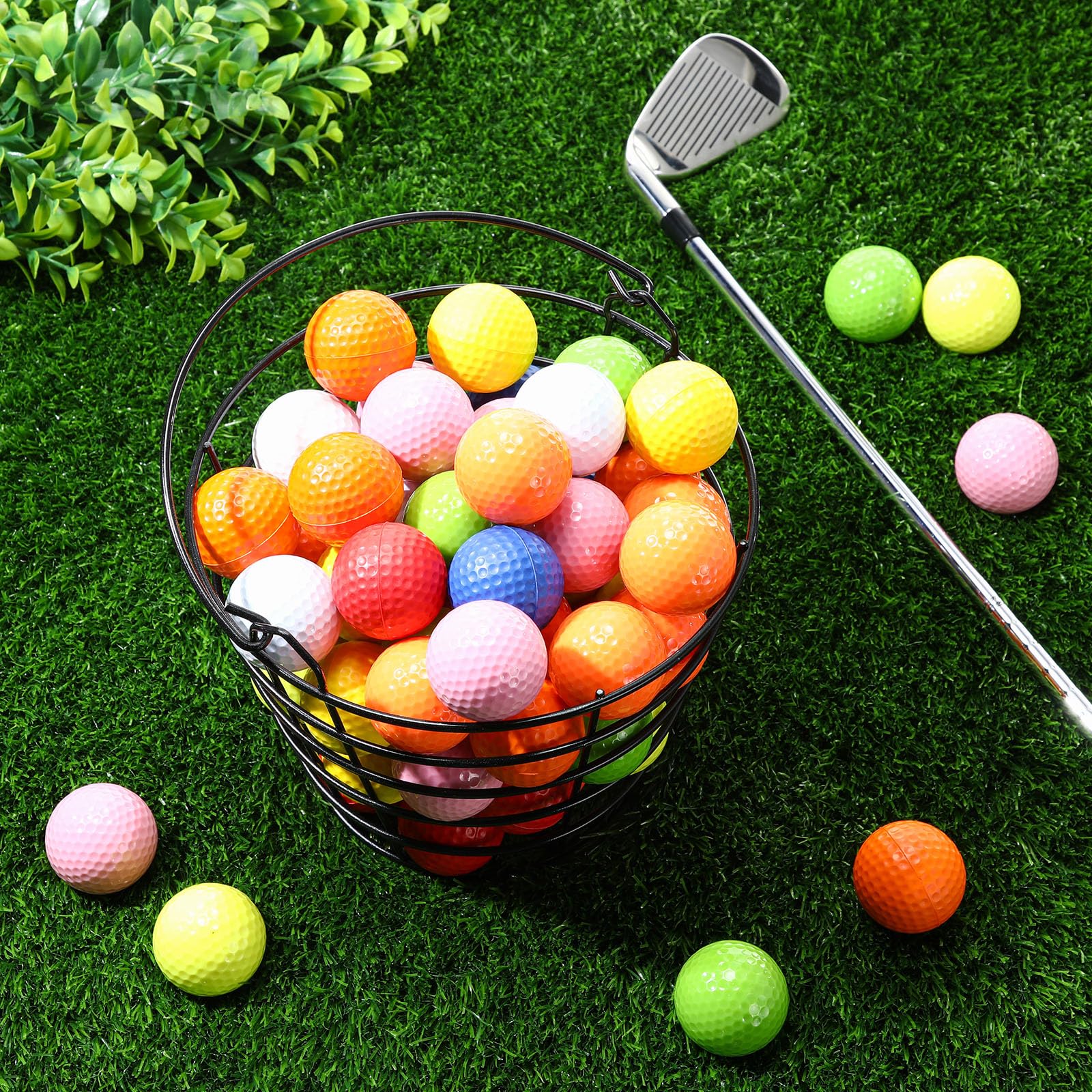 Wettarn Metalldraht Golfballkorb mit Griff Edelstahl Golfkorb Golfballhalter Golfballbehälter für Sommer Golf Lagerung Praxis Zubehör, Schwarz