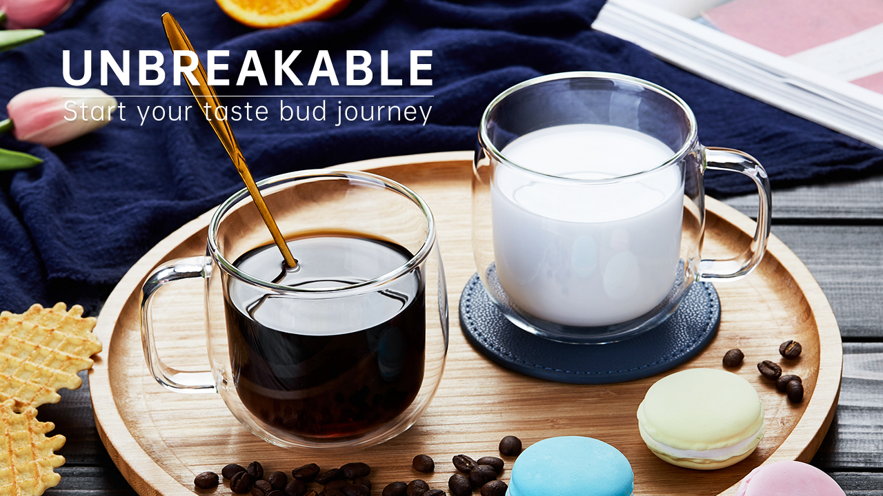 Amazon.com | Unbreakable Double Walled Glass Coffee Mugs 10 fl oz,  Borosilicate Glass, Insulated Coffee Mugs Set of 4, Microwave &  Refrigerator Safe: Coffee Cups & Mugs