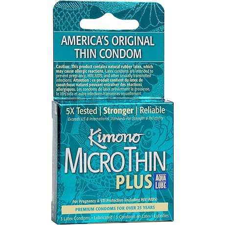 Kimono Microthin condoms with Aqua Lube, 3 packs