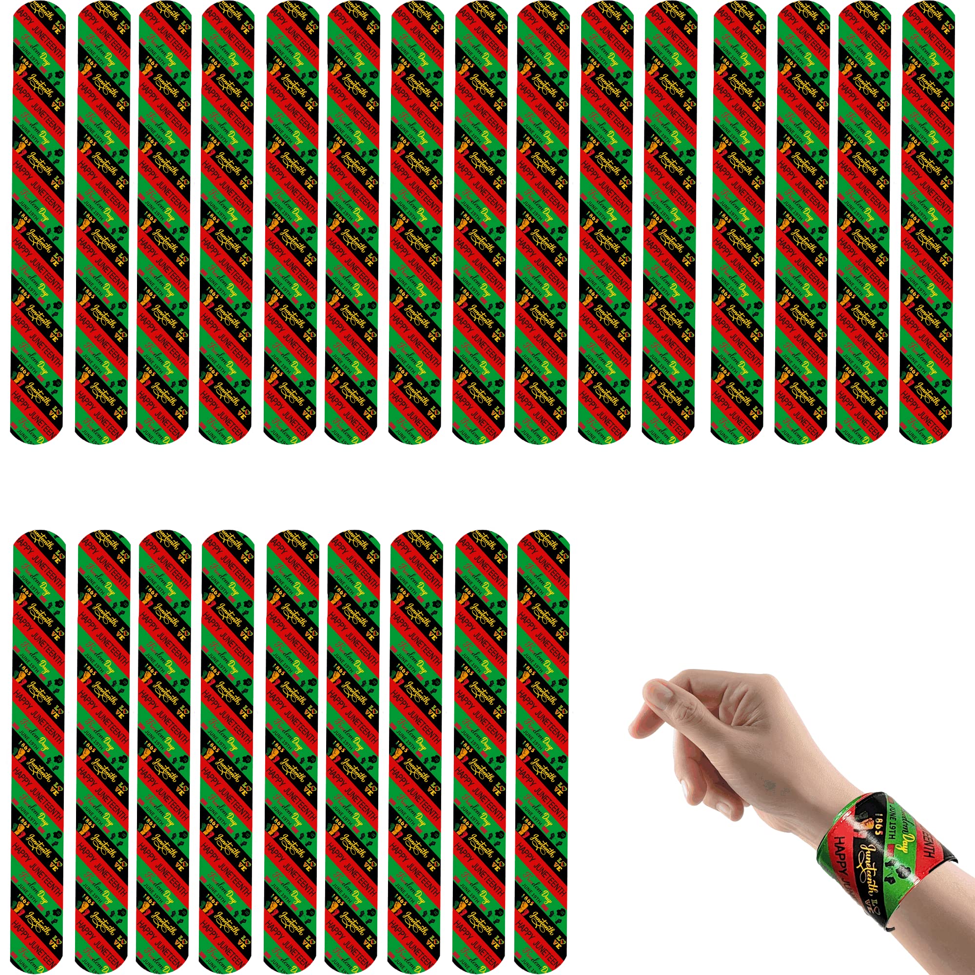 Photo 1 of ATSMOICY 50PCS Happy Juneteenth Day Party Slap Wristbands Bracelets Party Favors Supplies Decorations Gifts Independence Day June 19th 1865 African Afro American Festival 3 PACKS