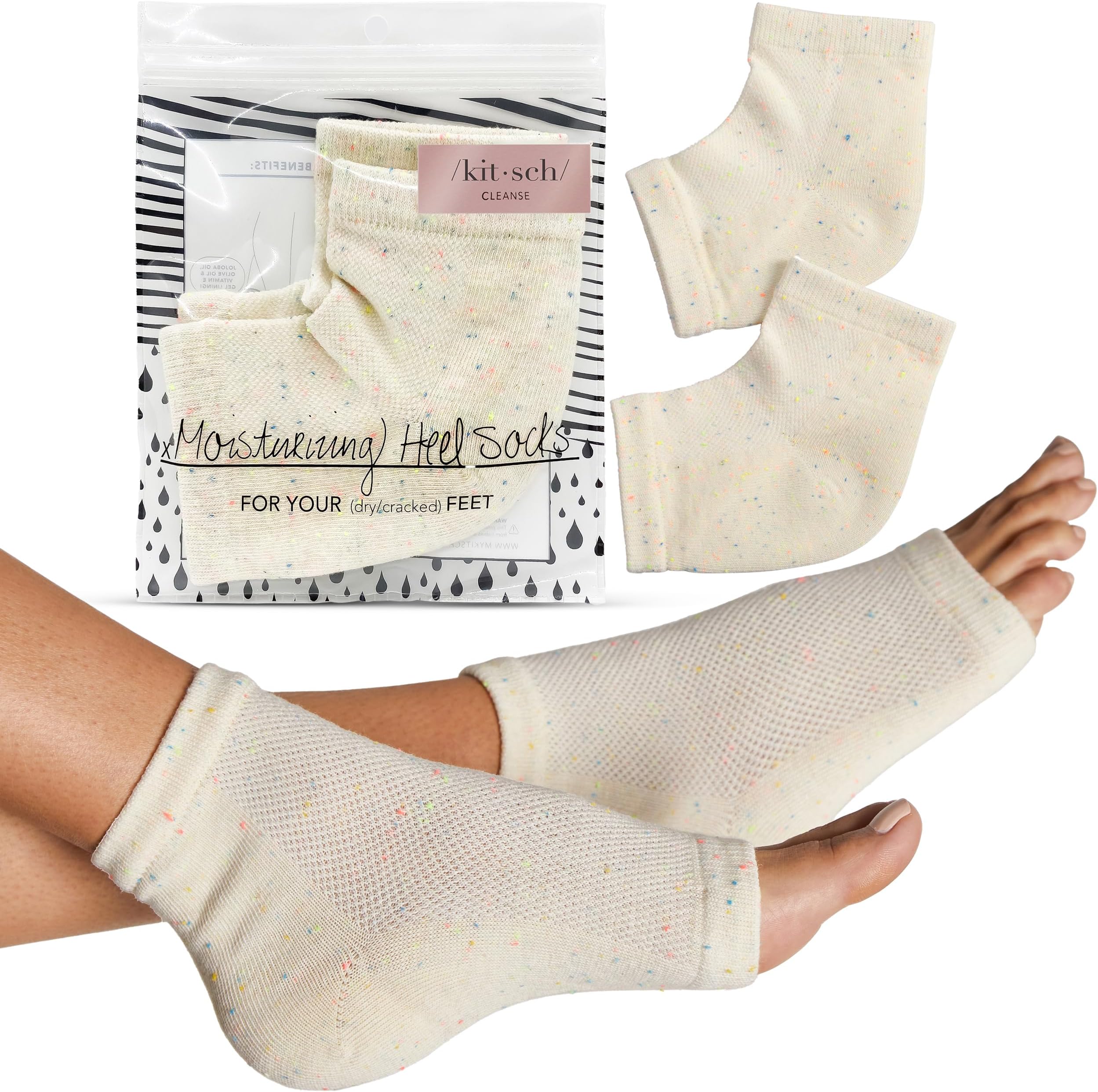 Moisturizing Socks for Cracked Heel Treatment – Reusable Spa Socks for Women & Men with Insulated Gel Lining - Overnight Heel Socks for Dry Cracked Feet, Hydrating, Open-Toe Design - 1 Pair