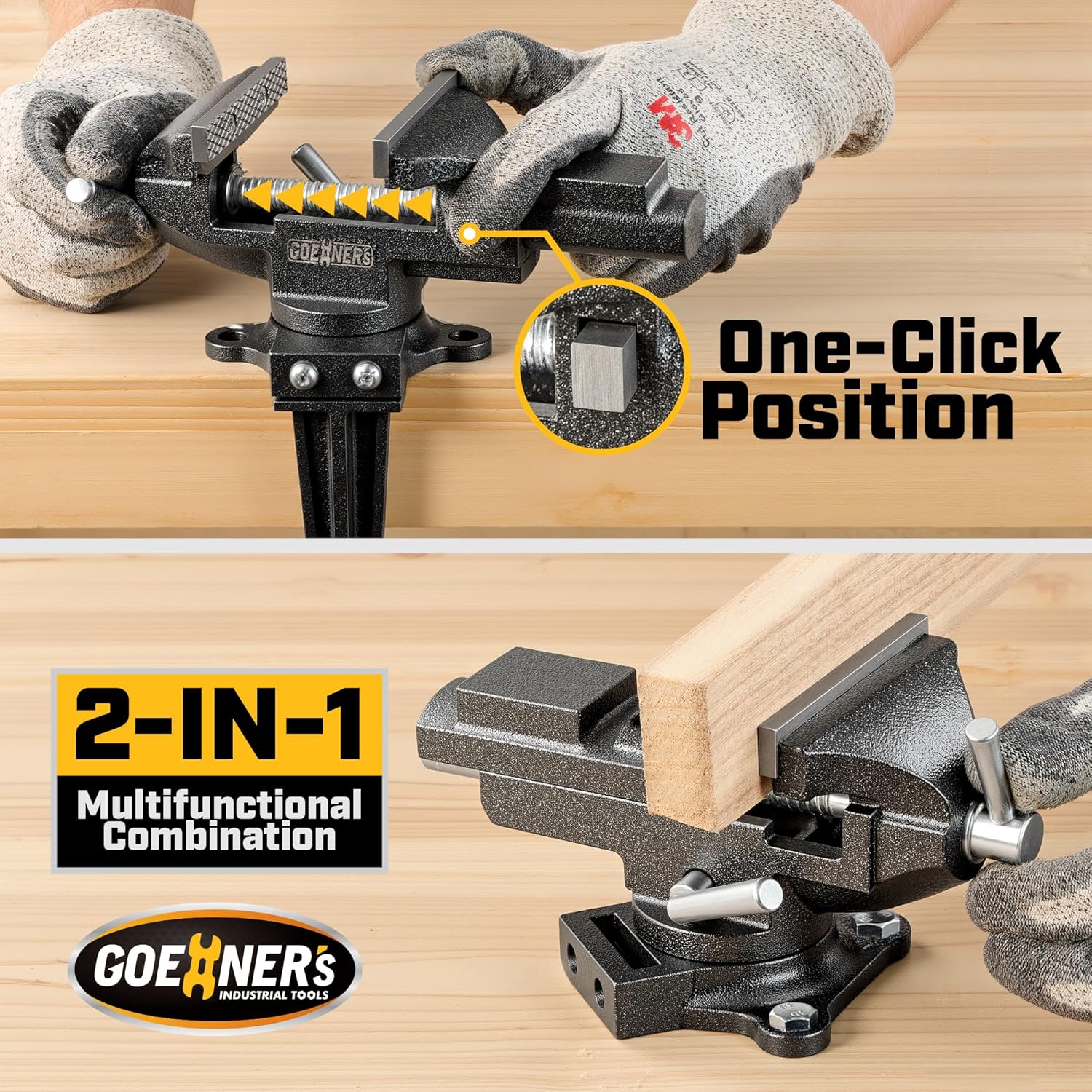 [Upgraded Version] Multi-Purpose Bench Vise 3.3", Table Vice For Workbench, Universal Clamping Vise With Heavy Duty Cast Iron, Multi-Jaw, Swivel Base, Easy Adjustment for Woodworking (3.3 Inch)