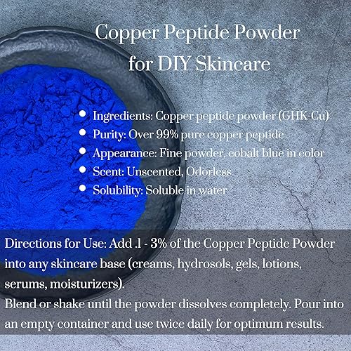Miniatura 5 de Skin Perfection GHK Copper Peptide DIY Polvo para el cuidado de la piel y el tratamiento del cabello Tarro de 0.04 oz