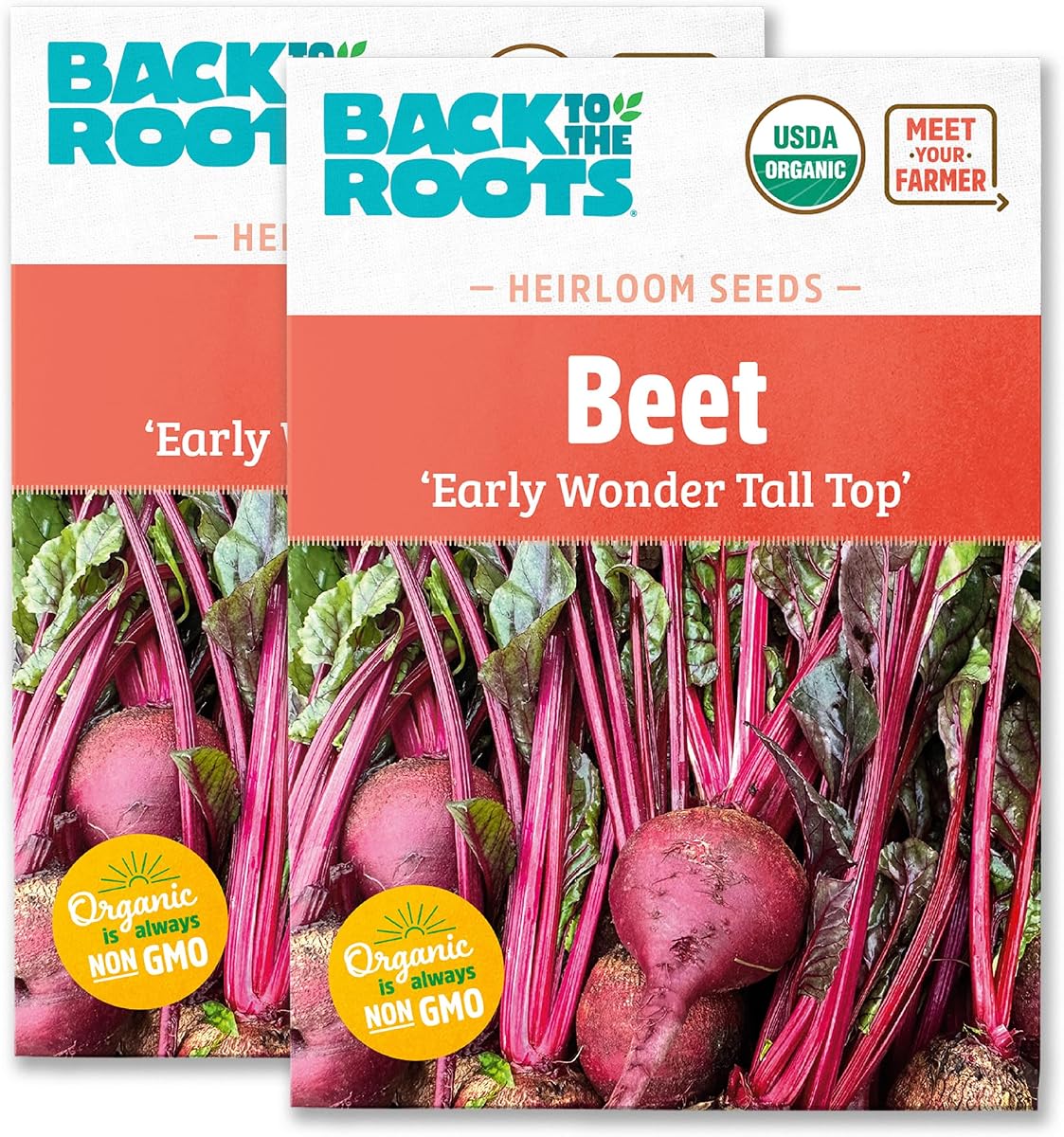 Back to The Roots 100% Organic Heirloom Seeds - Beets 'Early Wonder Tall Top' Value Pack