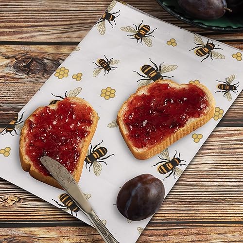 Miniatura 4 de Urban Villa Toallas de cocina de algodón, estampado de abeja de miel, multicolor, calidad premium, toallas de cocina 100% algodón, esquinas