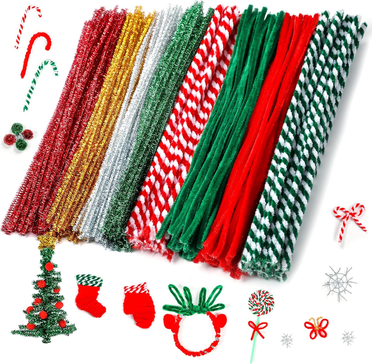 320 Pieces Christmas Pipe Cleaners Craft in 8 Colors Chenille Stems for Home and School DIY Art Crafts.Suitable for Christmas or Daily Decoration.(0.23 x 11.8 Inches) : Arts, Crafts & Sewing