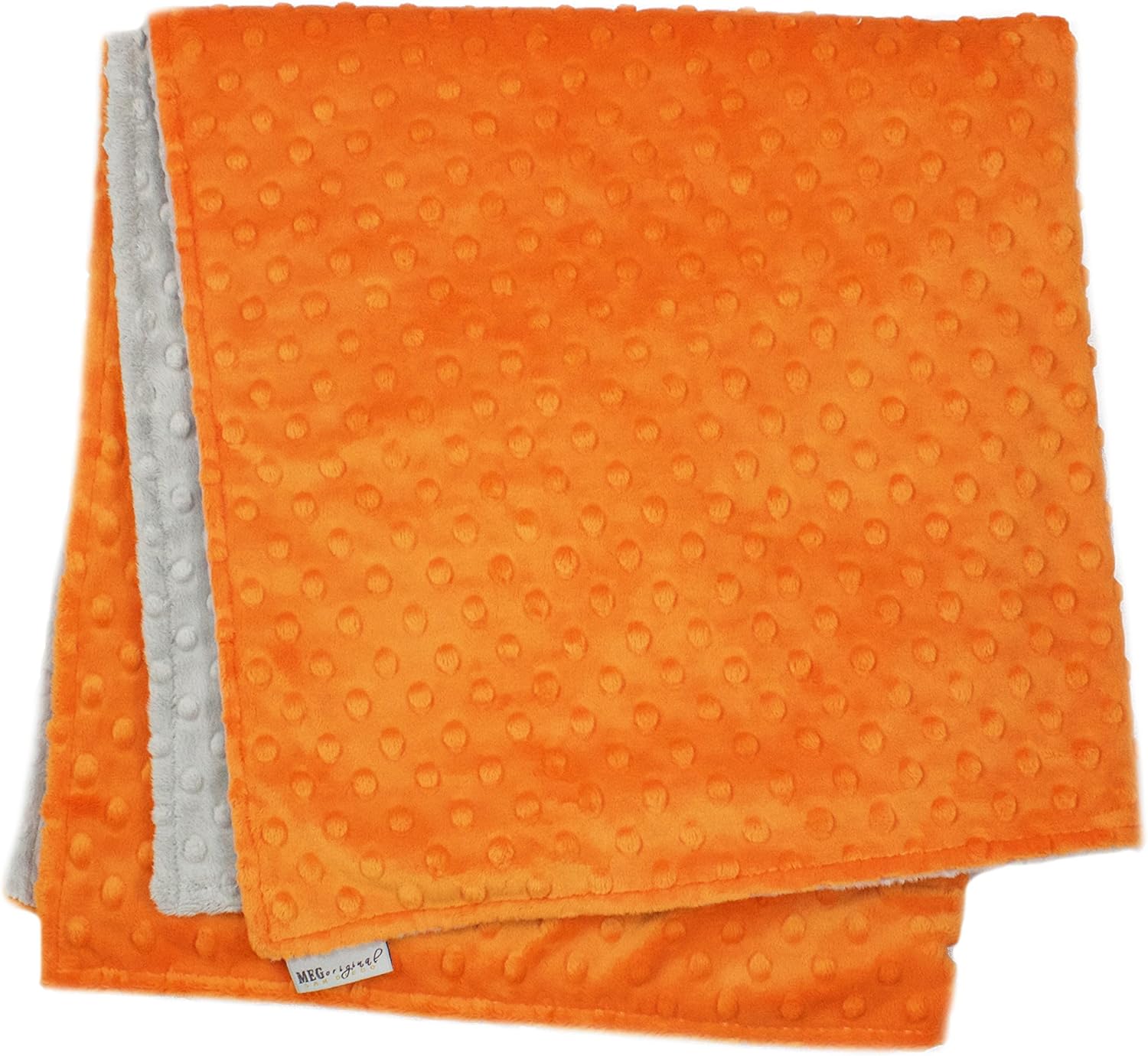 MEG ORIGINAL Orange & Gray Minky Dot Baby Blanket, 1364