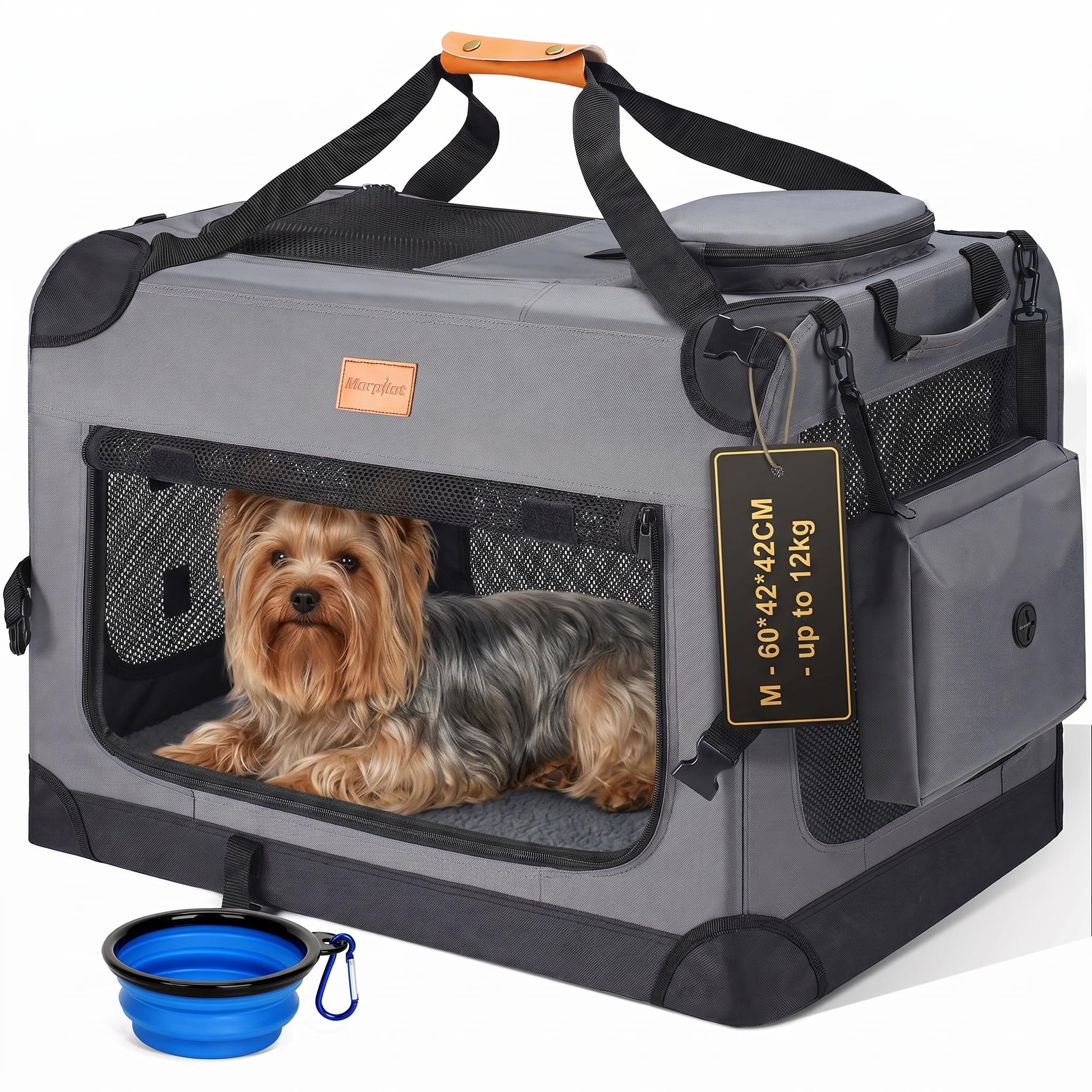 Large Dog & Cat Carrier Soft Sided Pet Travel Crate Foldable Dog Car Crate with