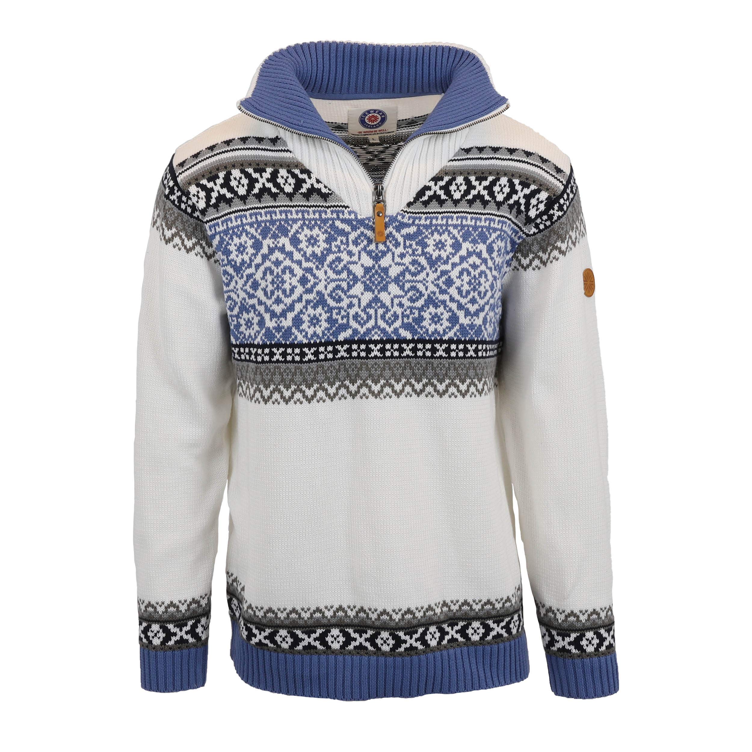 Icewear Unisex White Oslo Norwegian Cotton Jumper – Nordic Style Winter Sweater