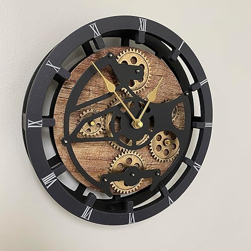 Vista 36 de ImprovingLife The Gears Reloj de escritorio de 10 pulgadas con engranajes móviles reales convertibles en reloj de pared (gris carbón)