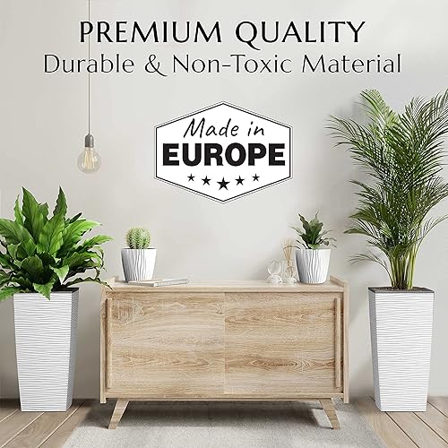 Miniatura 2 de Mueller M-Resin - Macetas altas resistentes para plantas al aire libre, macetas grandes de interior, cajas, árboles, macetas, juego de 2 piezas, 24
