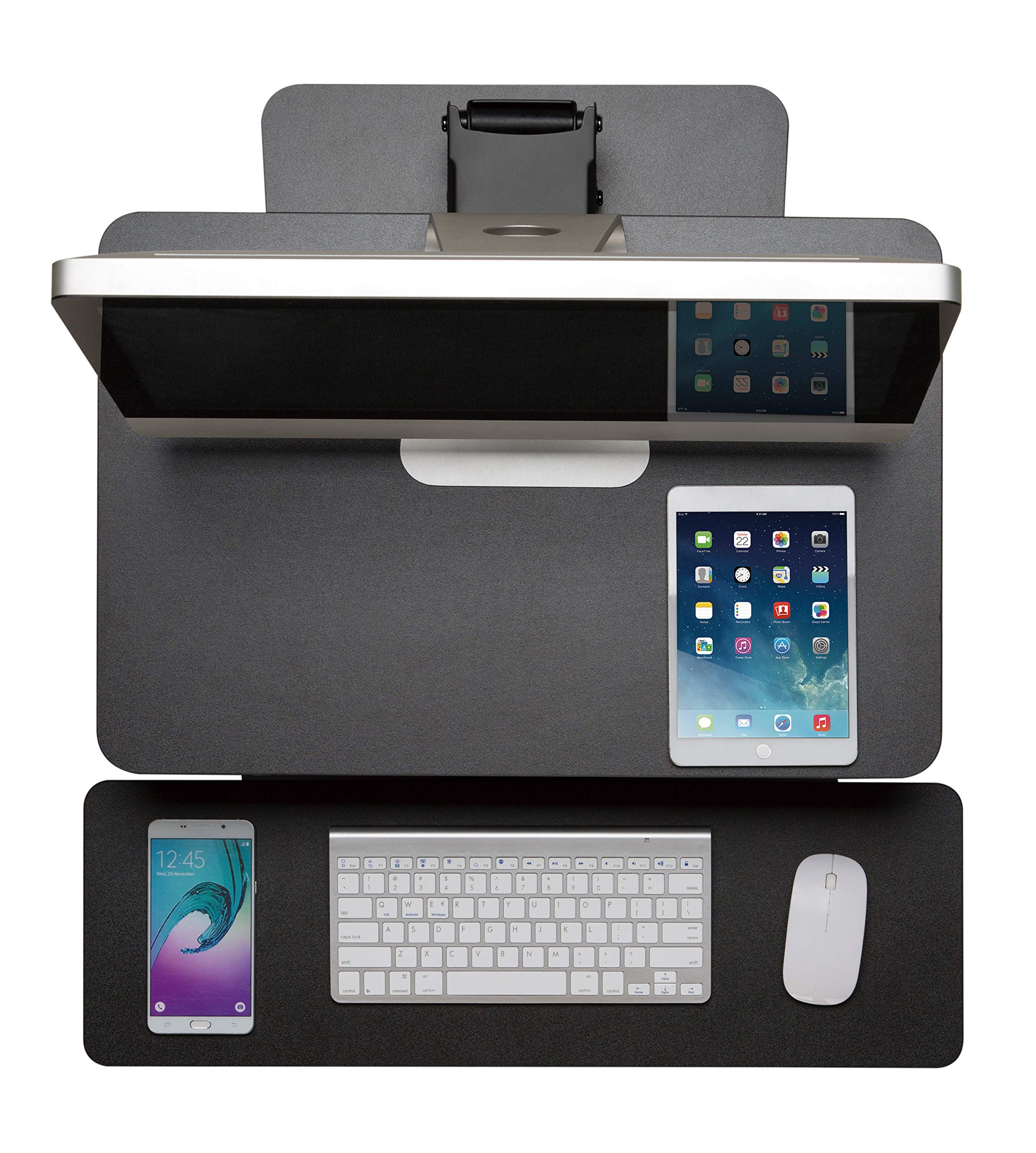 Maclean MC-882 Podstawka na Monitor i Klawiaturę do Pracy Stojąco Siedzącej z Sprężyną Gazową, Ergonomiczne Biurko na Laptopa Stolik na Ekran oraz Klawiaturę, Podstawka na Sprzęt Komputerowy