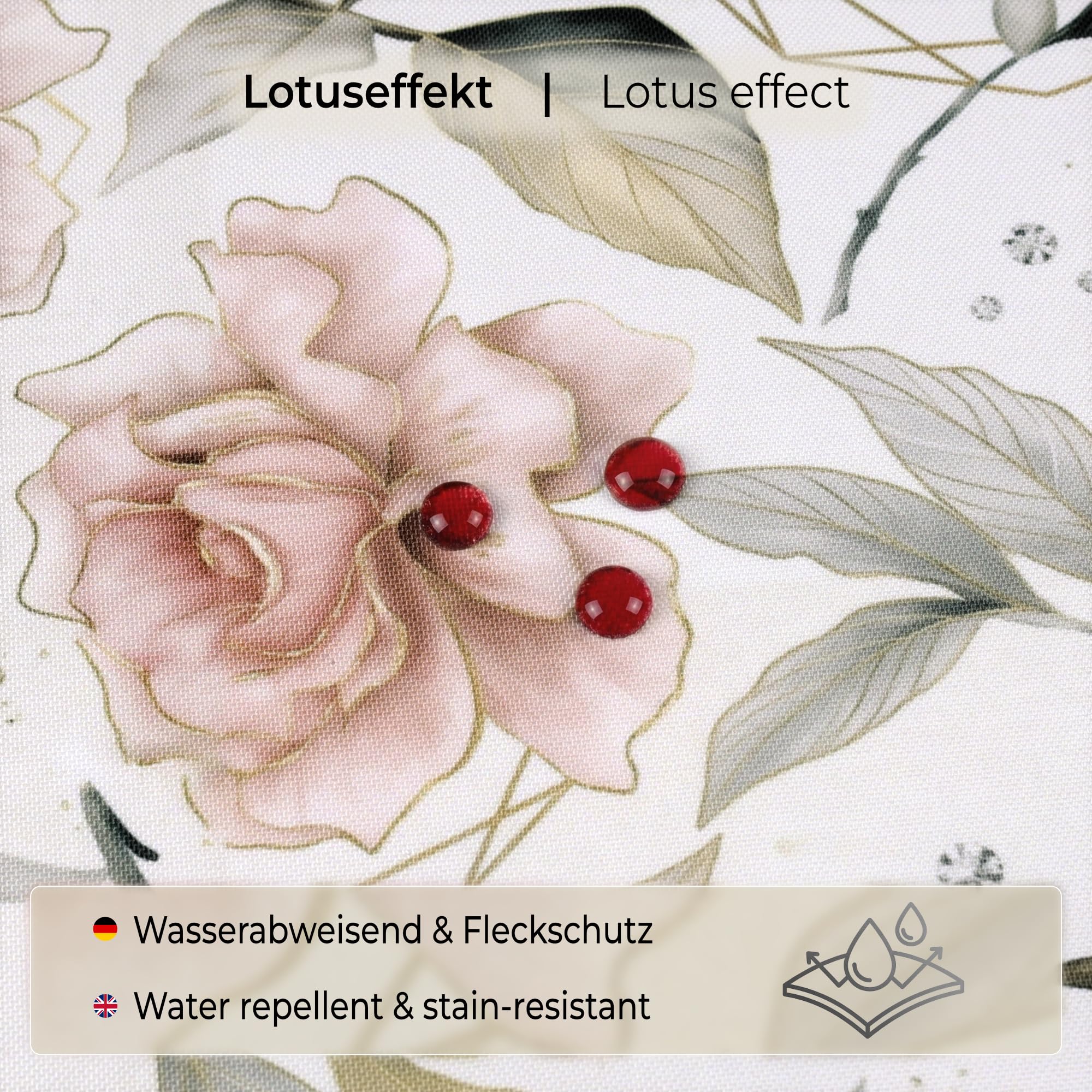 Tischdecke abwaschbar Blumen Rosen 140x220 cm Polyester 230g/m² eckig hell modern mit Fleckschutz Lotus-Effekt eleganter 3cm Briefeckensaum Saum viele Größen