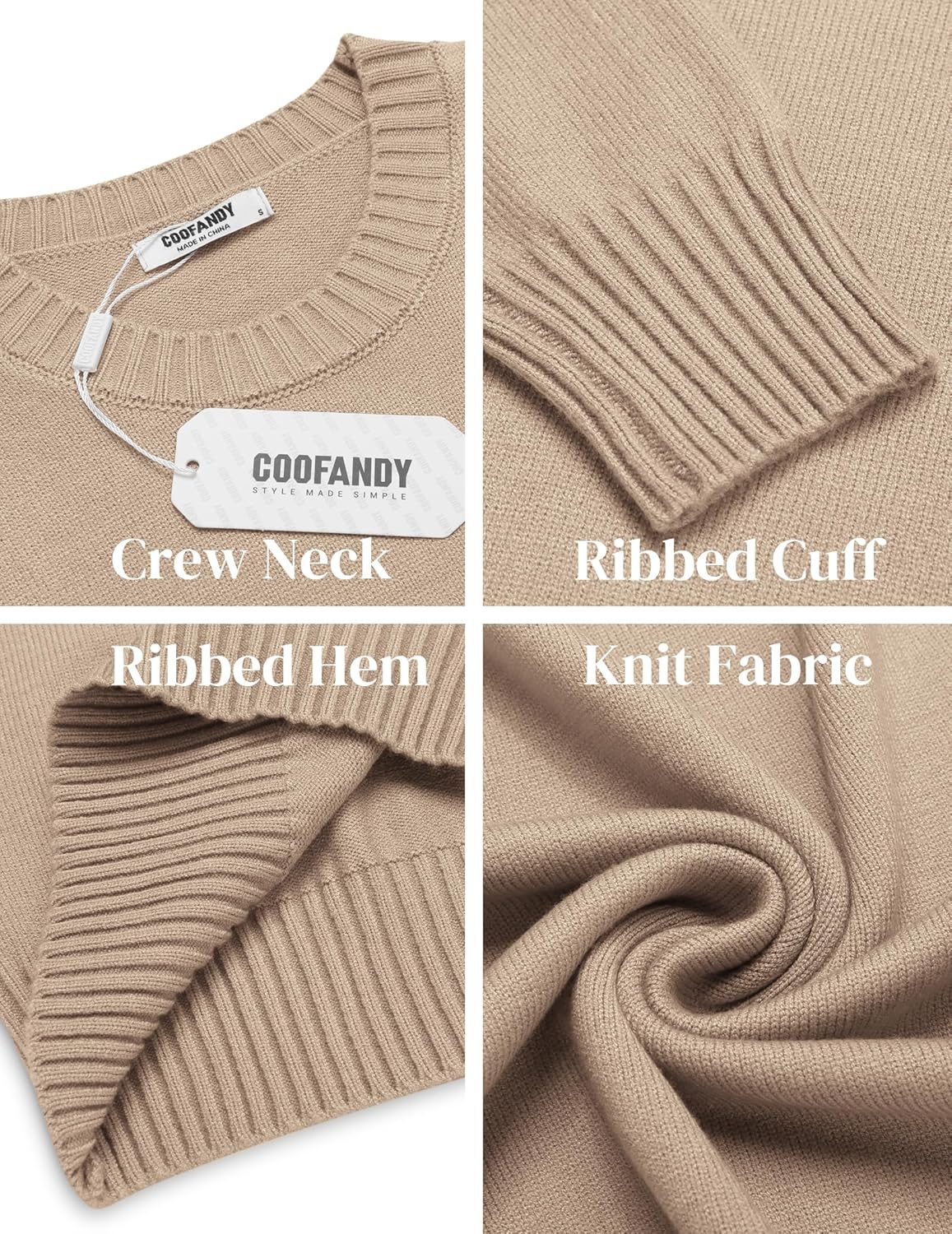 COOFANDY Men's Crewneck Sweaters Knit Dress Pullover Long Sleeve Lightweight Sweatshirt Casual Dress Sweater - Image 6