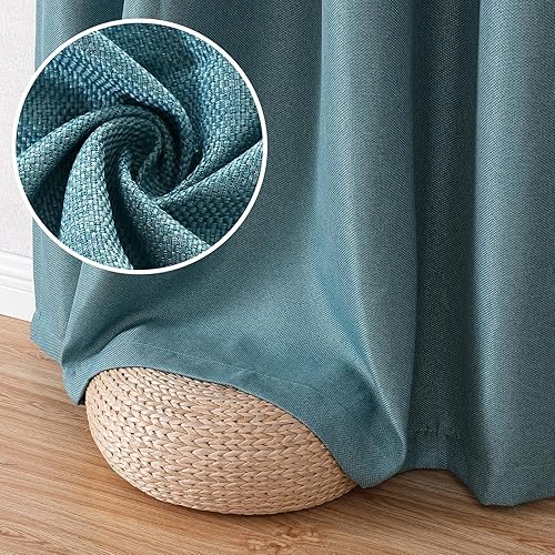 Miniatura 47 de H.VERSAILTEX Cortinas opacas de lino de 96 pulgadas de largo con aislamiento térmico para oscurecer la habitación, cortinas de lino con textura