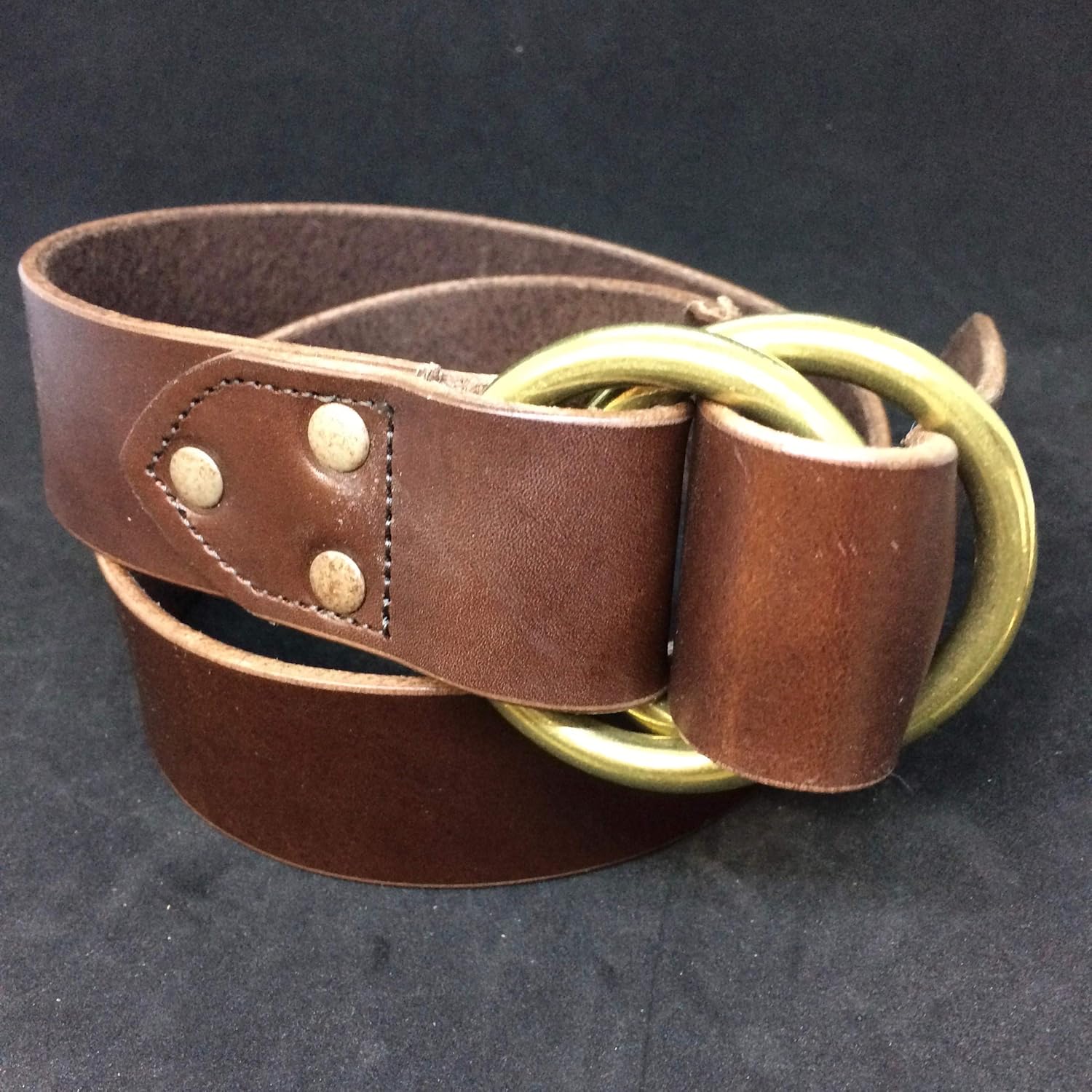 Wリングベルト】栃木レザーベルト 40ミリ幅 ダブルリング ネイティブ柄
