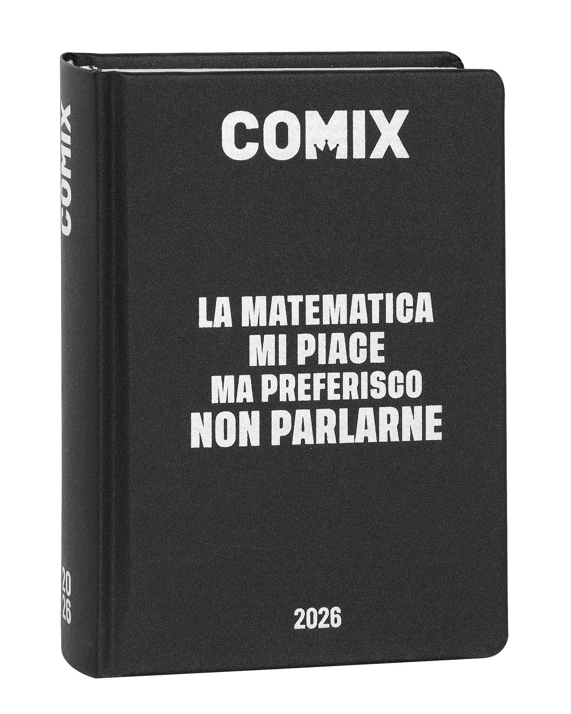 COMIX - Diario Giornaliero 16 Mesi, Diario Scuola 2025-2026, con Copertina Rigida, Ideale per la Scuola Media e Superiore, 13x17.8h cm, Nero/Argento