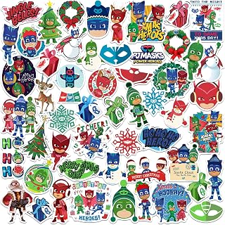 PJ Masks Christmas Collection 50ct Vinyl Large Deluxe Stickers Variety Pack - Laptop, Water Bottle, Scrapbooking, Tablet, Skateboard, Indoor/Outdoor