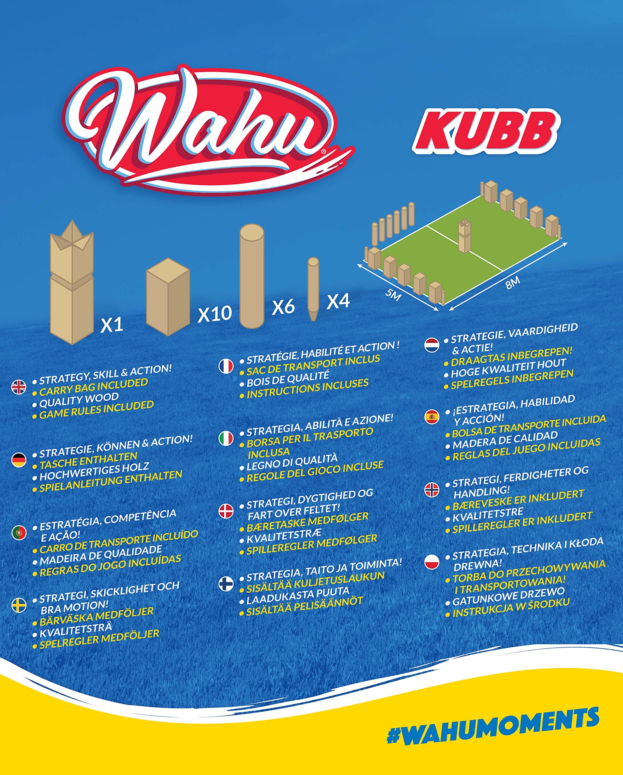 GOLIATH Kubb - Jeu Plein Air - A Partir de 6 Ans - Jeu de Lancer - Quilles en Bois - Idéal pour l'été en Famille ou Entre Amis, Beige