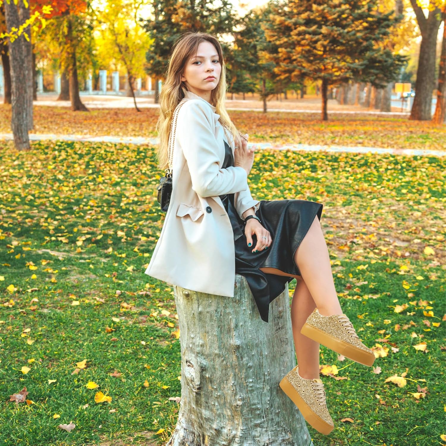 Jeekopeg Glitter Platform Sneakers Women Casual Sequin Sparkly Shoes Bling Thick Sole Walking Shoes Shiny Sequin Wedding Sneakers for Lady - Image 2