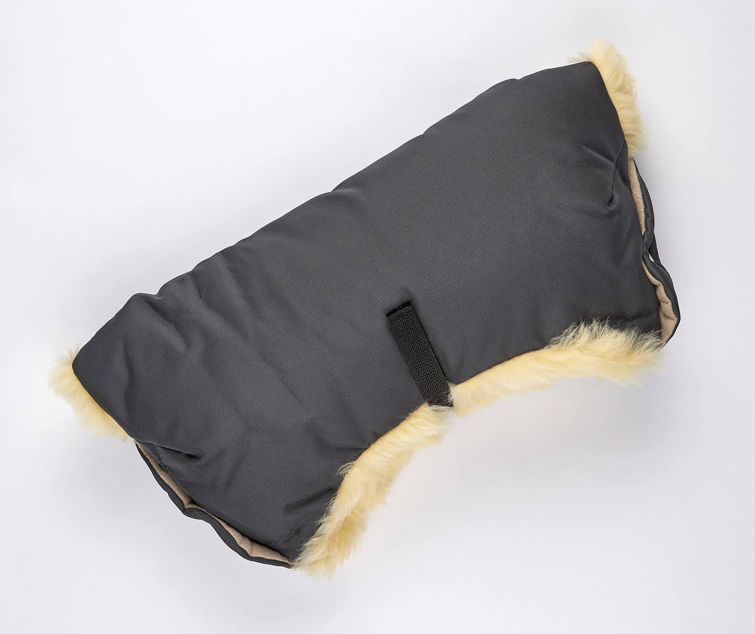 Naturasan Scaldamani in pelliccia di agnello, con fodera interna in pelliccia di agnello, muffin, kiwa, passeggino, jogger, rimorchio per bicicletta, HW-03-Bambini (grigio)