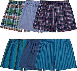 Fruit of the Loom Men's Tag Free Woven Boxer Shorts, Relaxed Fit, Moisture Wicking, Assorted Color Multipacks