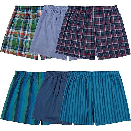 Fruit of the Loom Men's Tag Free Woven Boxer Shorts, Relaxed Fit, Moisture Wicking, Assorted Color Multipacks