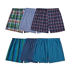 Men's Tag Free Woven Boxer Shorts, Relaxed Fit, Moisture Wicking, Assorted Color Multipacks