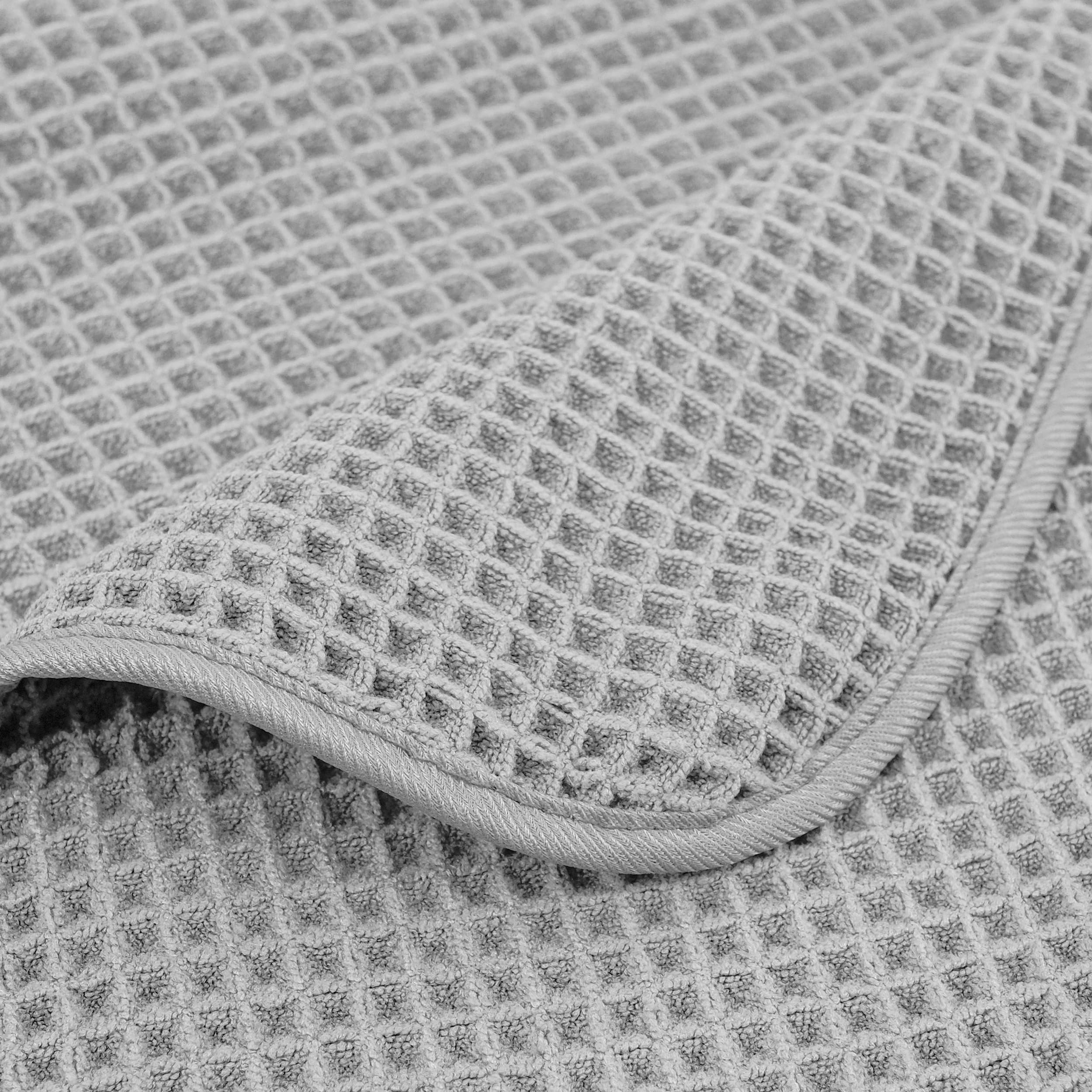Polyte - 430 gsm Toalla de baño de Microfibra - Sin Pelusa y de Secado rápido - Estructura de gofre - Muy Grande - 88,9 x 177,8 cm - 2 Unidades