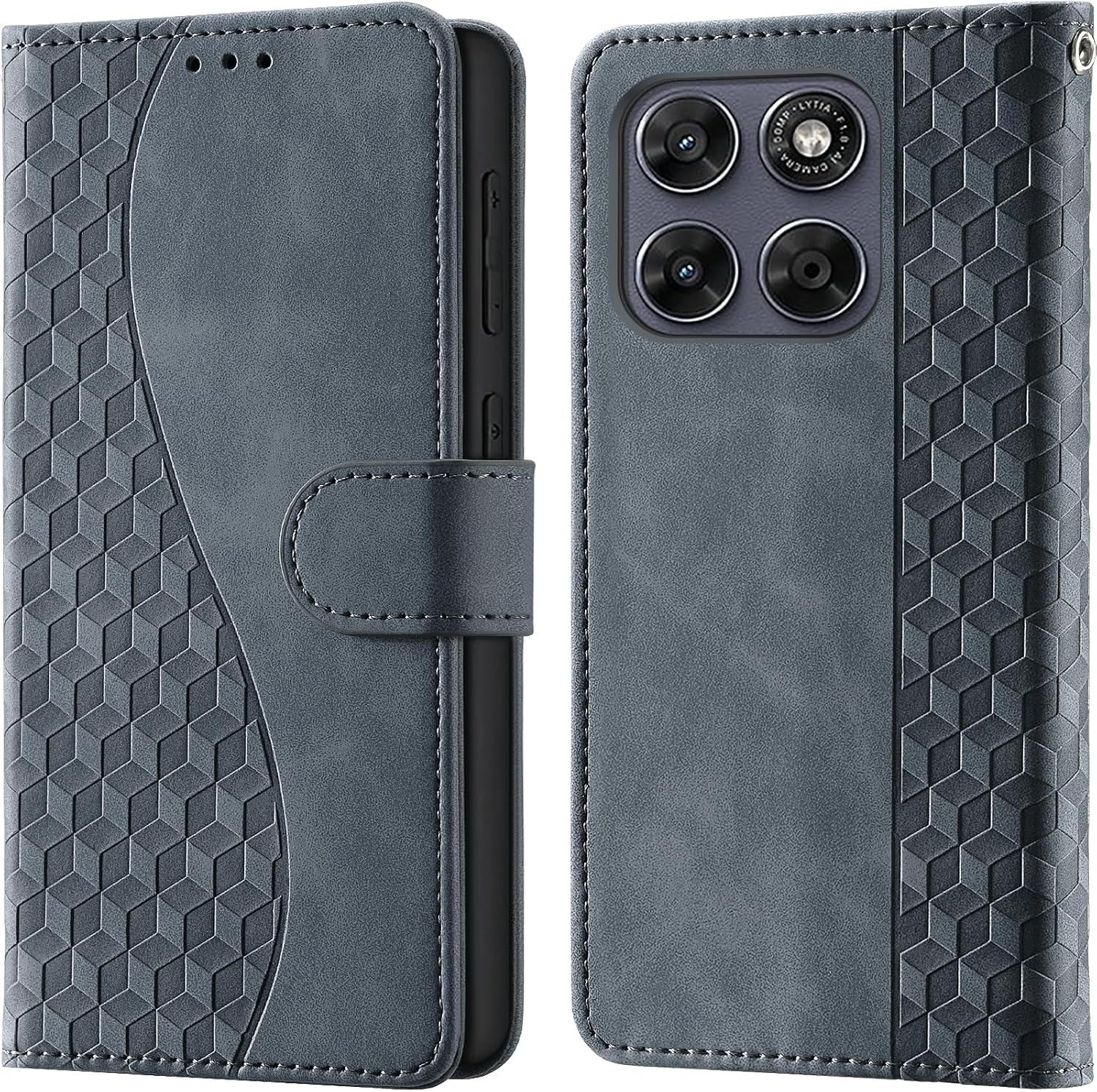 Handyh lle f r Motorola Moto G67 / G77 H llen Premium Leder Case RFID-Blockierung Klappbar Wallet Magnet Kartenfach Standfunktion Schutzh lle kompatibel mit Moto G67 / G77 CoverGrau