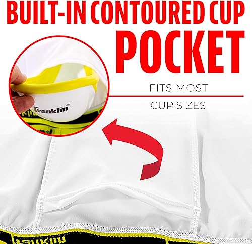 Miniatura 4 de Franklin Sports Pantalones cortos de compresión deslizantes Ropa interior de compresión de béisbol para adultos + jóvenes con bolsillo para copa