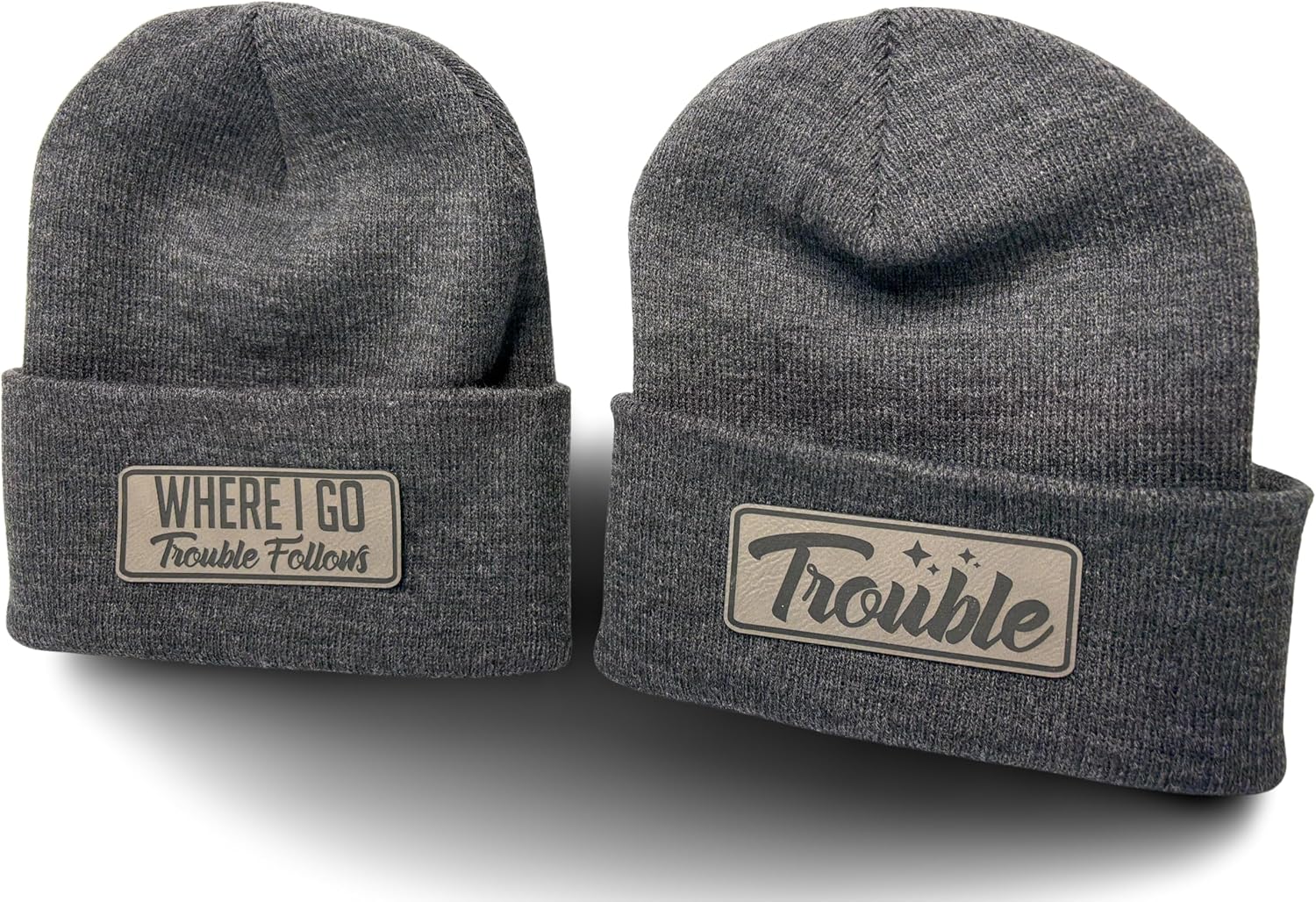 Where I Go Trouble Follows – Matching Couple Hats (2 Pack) | Where I Go Trouble Follows Ponytail Hat