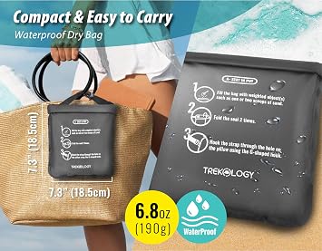 TREKOLOGY Beach Pillow for Sand, Inflatable Pillow for Beach with Removable Cover, Aluft Mint Beach Gear - Outdoor Pool Pillow, Stay Put on Windy Beaches with Sand Bag & Beach Chair Pillow with Strap