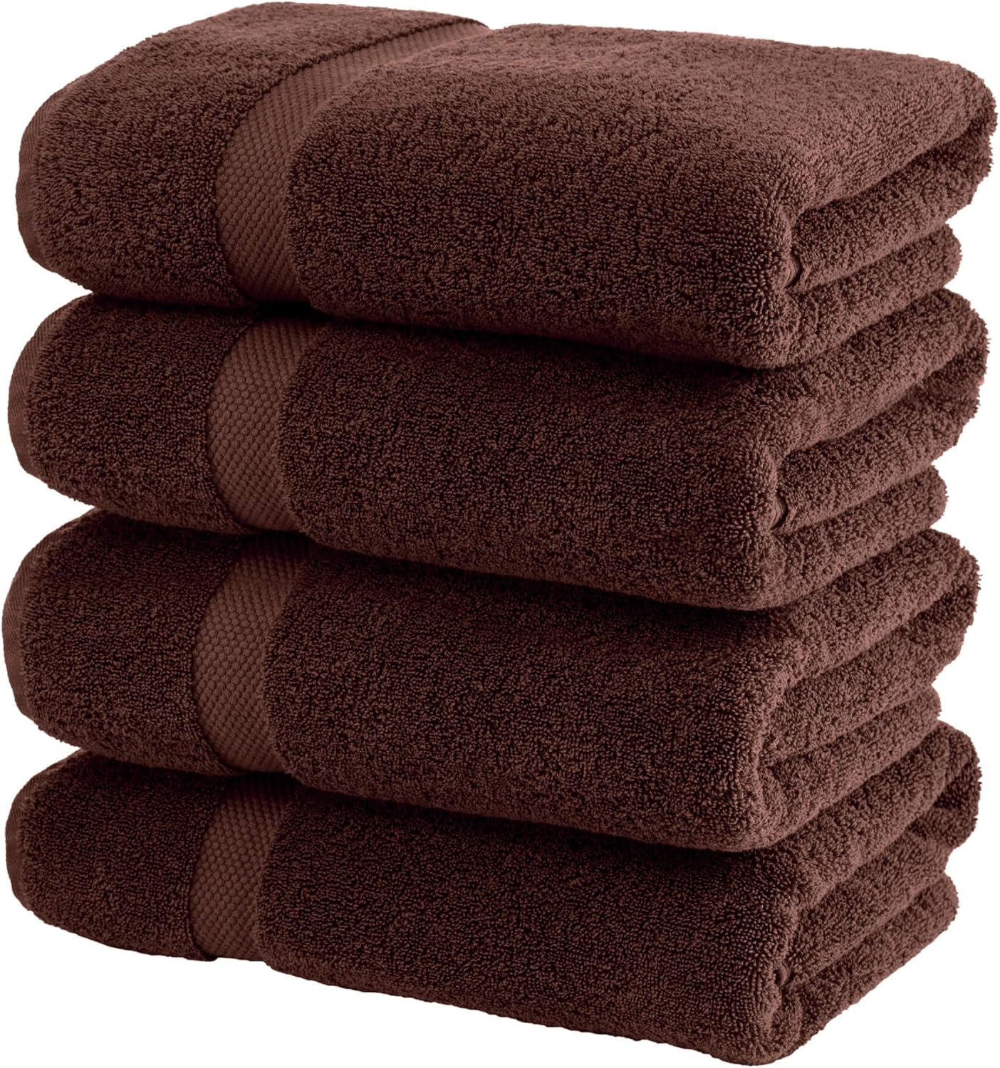 White Classic Luxury Cotton Bath Towels Large - | Highly Absorbent Hotel spa Collection Bathroom Towel | 27x54 Inch | Set of 4 (Dark Brown, 4)