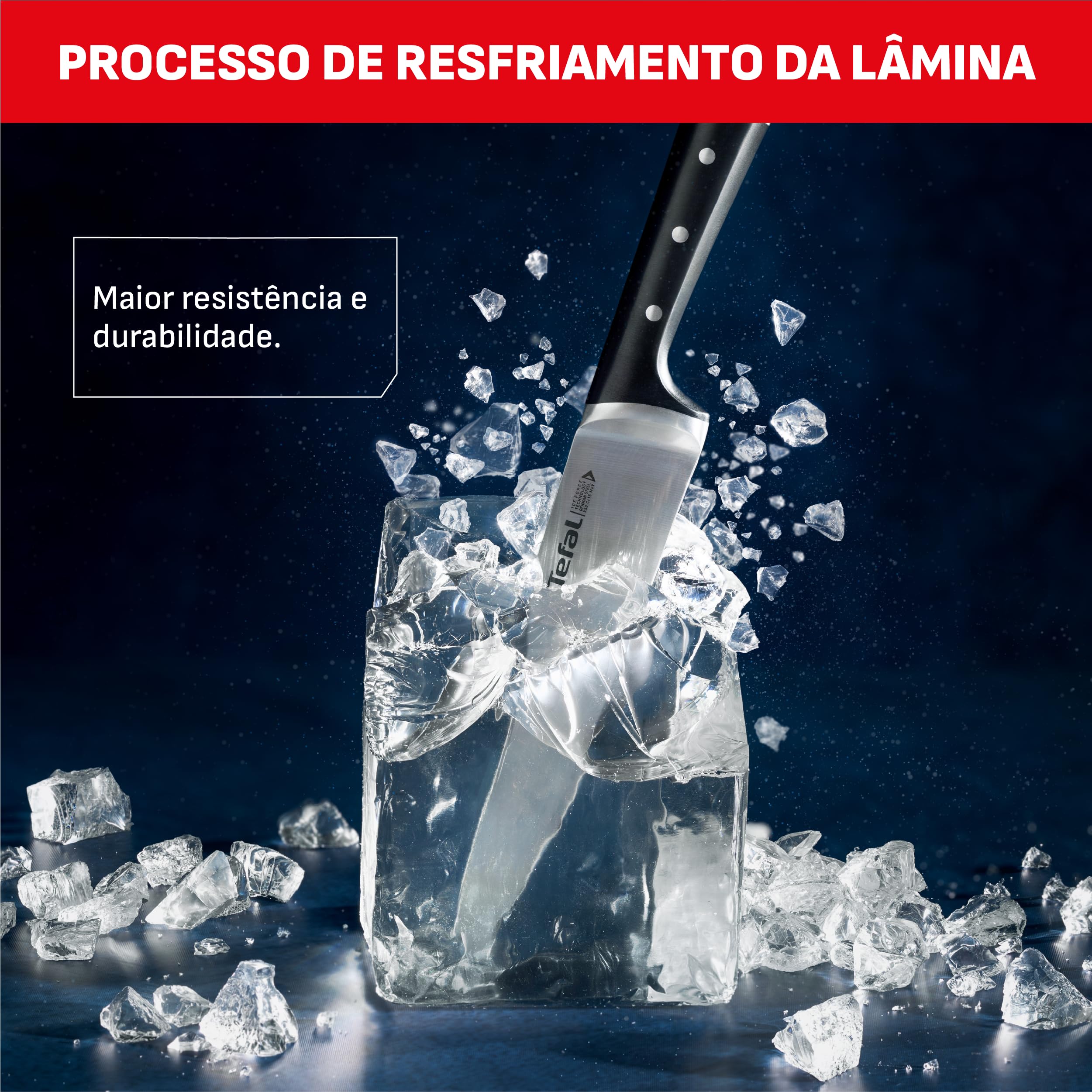 Tefal Ice Force Set mit 4 Messern, Tranchiermesser 9 cm, Kochmesser 20 cm, Officemesser 11 cm, Schälmesser 20 cm, K2324S74, K2324S74, K2324S74