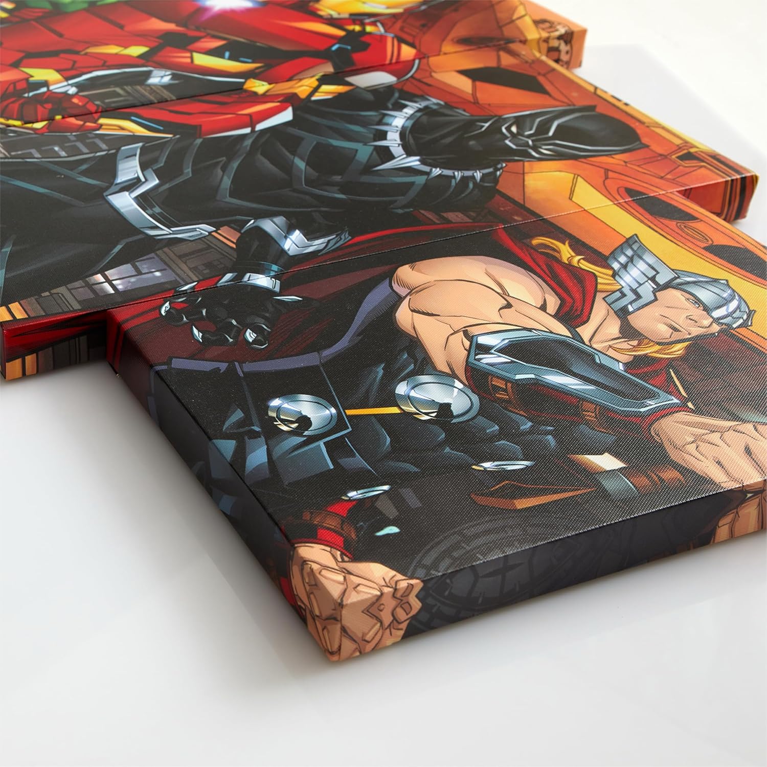 Marvel Avengers Captain America, Hulk, Iron Man, Black Panther and Thor 5 Piece Canvas Printed Wall Art Décor Set, Overall 40"W x 20"H