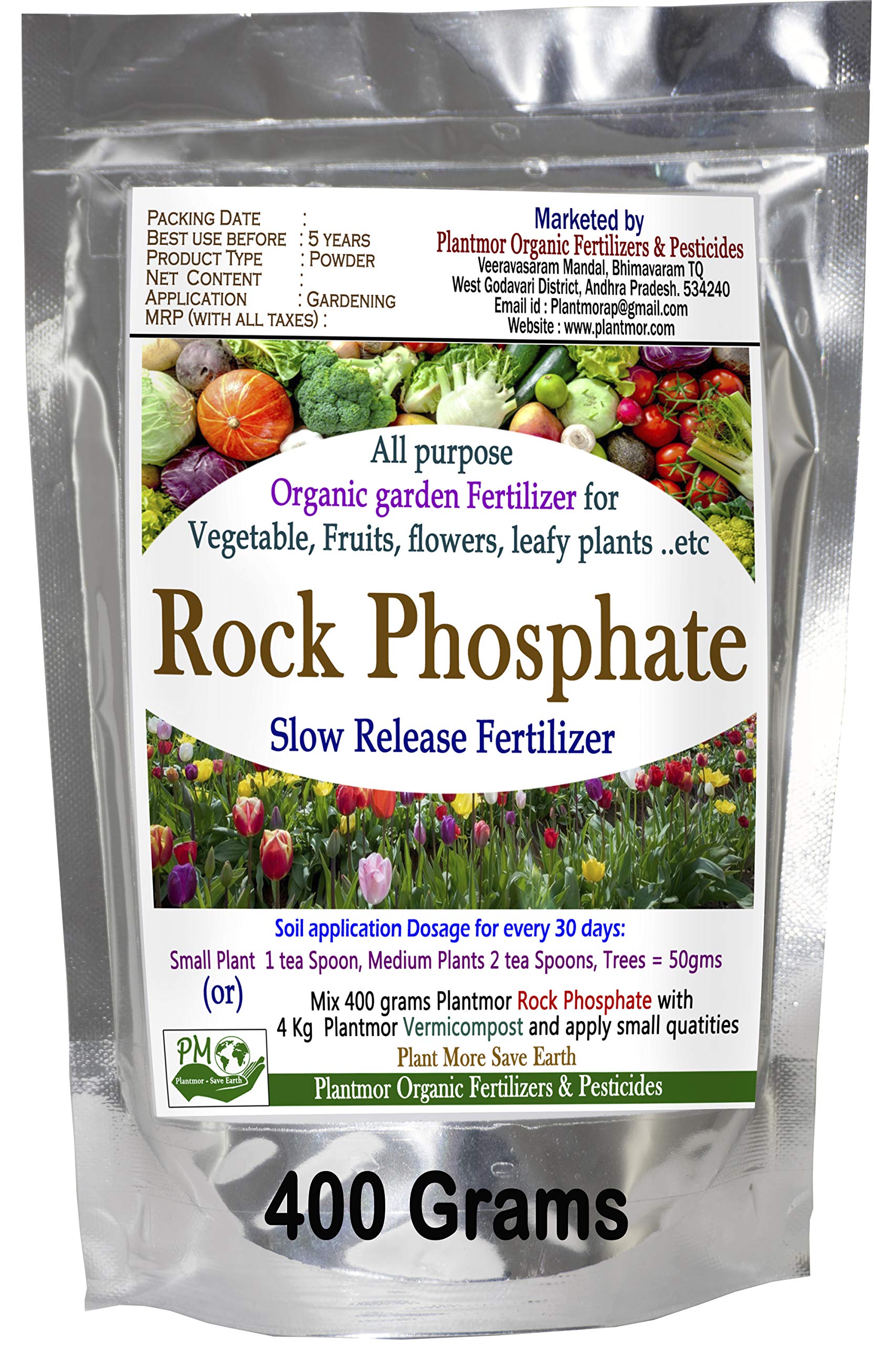 Plantmor Organic Fertilizers & Pesticide Organic Rock Phosphate Powder 400 Grams, Slow Release Fertilizer Phosphorus 18% Exclusive for All Flowering Plants Roses.etc (B0848K61LD) Amazon Price History, Amazon Price Tracker